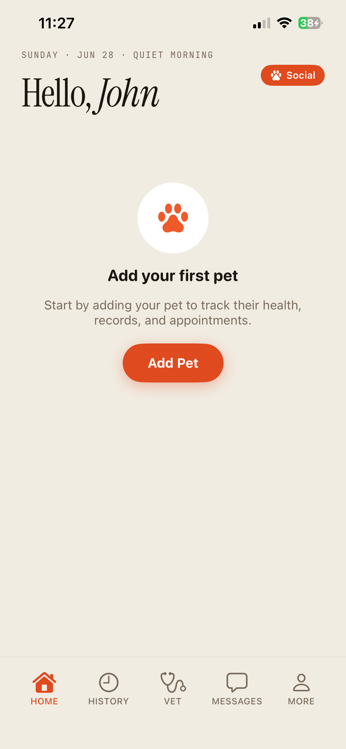 Empty home screen